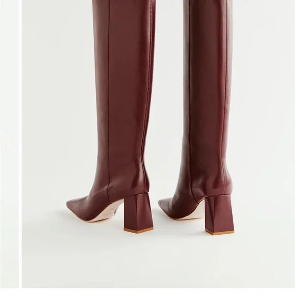 Reformation River knee high boots in ruby  Sz 7.5 new in box - Picture 3 of 16